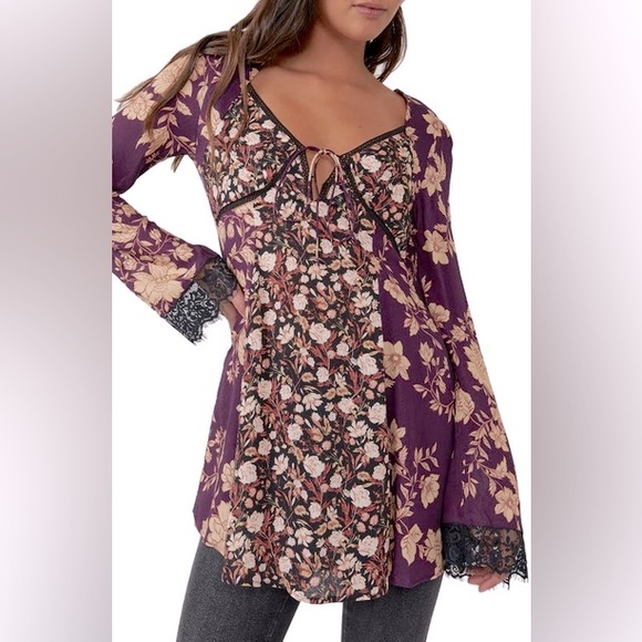 🌾 NWT Free People Odette Printed Tunic size S - Picture 2 of 5